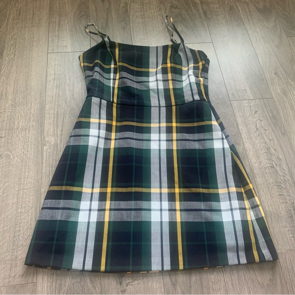 Aritzia Wilfred Green Mini Checkered Plaid Dress